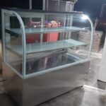 Round glass display counter refrigerator and metai counter